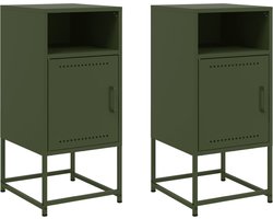 vidaXL - Nachtkastjes - 2 - st - 36x39x78 - cm - staal - olijfgroen