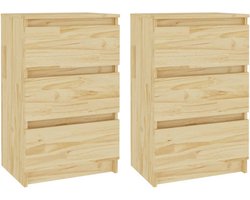 vidaXL - Nachtkastjes - 2 - st - 40x29,5x64 - cm - massief - grenenhout
