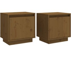 vidaXL - Nachtkastjes - 2 - st - 40x30x40 - cm - massief - grenenhout - honingbruin