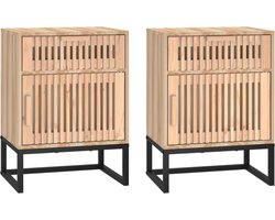 vidaXL - Nachtkastjes - 2 - st - 40x30x55,5 - cm - bewerkt - hout - en - ijzer
