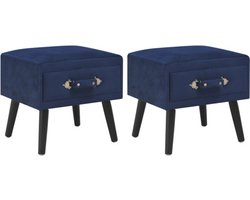 vidaXL - Nachtkastjes - 2 - st - 40x35x40 - cm - fluweel - blauw