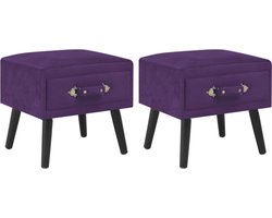 vidaXL - Nachtkastjes - 2 - st - 40x35x40 - cm - fluweel - donkerpaars