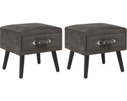 vidaXL - Nachtkastjes - 2 - st - 40x35x40 - cm - fluweel - grijs