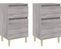vidaXL - Nachtkastjes - 2 - st - 40x35x70 - cm - bewerkt - hout - grijs - sonoma - eiken