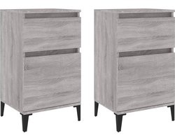 vidaXL - Nachtkastjes - 2 - st - 40x35x70 - cm - bewerkt - hout - grijs - sonoma - eiken