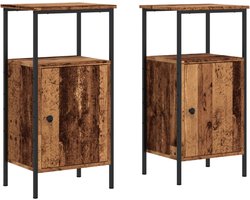 vidaXL - Nachtkastjes - 2 - st - 41x31x80 - cm - bewerkt - hout - oud - houtkleurig