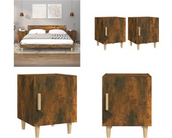 vidaXL - Nachtkastjes - 2 - st - bewerkt - hout - gerookt - eikenkleurig