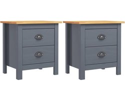 vidaXL - Nachtkastjes - 2 - st - Hill - 46x35x49,5 - cm - grenenhout - grijs