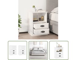 vidaXL Nachtkastjes 2 st hoogglans wit 43x36x60 cm Nachtkastje - Kast - Bedroom Furniture - Slaapkamerinrichting - Houten Kast