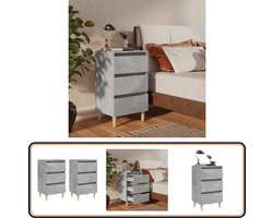 vidaXL Nachtkastjes 2 st - Hout - 40x35x69 cm - Grijs Nachtkastje - Scandinavisch Meubilair - Bedkamermeubelen - Grijze Meubels - Houten Kasten