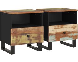 vidaXL - Nachtkastjes - 2 - st - massief - gerecycled - hout - en - bewerkt - hout