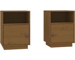 vidaXL Nachtkastjes 2 st massief grenenhout honingbruin Nachtkastjes - Houten Meubels - Grenenhouten Meubelen - Bruine Meubels - Kamermeubilair