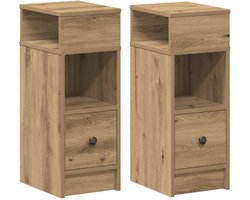 vidaXL - Nachtkastjes - 2 - st - met - lade - 25x31x66 - cm - artisanaal - eikenkleurig