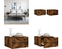 vidaXL - Nachtkastjes - 2 - st - wandgemonteerd - 35x35x20 - cm - gerookt - eikenkleur