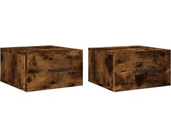 vidaXL - Nachtkastjes - 2 - st - wandgemonteerd - 35x35x20 - cm - gerookt - eikenkleur