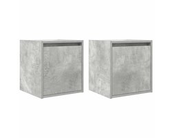 vidaXL - Nachtkastjes - 2 - st - wandgemonteerd - 38x34x40 - cm - betongrijs