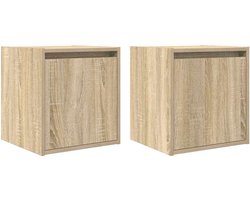 vidaXL - Nachtkastjes - 2 - st - wandgemonteerd - 38x34x40 - cm - sonoma - eikenkleur