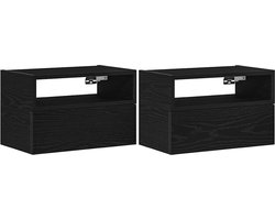 vidaXL - Nachtkastjes - 2 - st - wandgemonteerd - 45x26x28,5 - cm - zwart