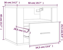 vidaXL - Nachtkastjes - 2 - st - wandgemonteerd - 50x36x40 - cm - zwart