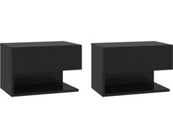 vidaXL - Nachtkastjes - 2 - st - wandgemonteerd - zwart