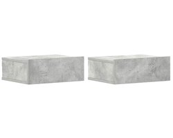 vidaXL - Nachtkastjes - 2 - st - zwevend - 40x30x15 - cm - bewerkt - hout - betongrijs