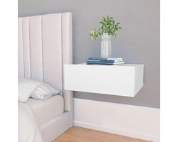 vidaXL - Nachtkastjes - 2 - st - zwevend - 40x30x15 - cm - bewerkt - hout - wit
