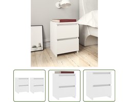 vidaXL Nachtkastjes - 2 stuks - 30x30x40 cm - Wit Nachtkastje - Slaapkamer Meubilair - Houten Nachtkastje - Witte Nachtkastjes - Design Nachtkastje