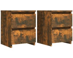 vidaXL - Nachtkastjes - 2 - stuks - Gerookt - Eiken - 30x30x40 - cm - Bewerkt - Hout