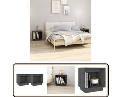 vidaXL Nachtkastjes - 2 stuks - Massief Grenenhout - Grijs Nachtkastjes - Bedkastjes - Meubels - Slaapkamermeubelen - Hout