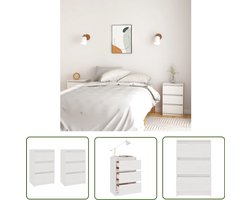 vidaXL Nachtkastjes - 2 stuks - Massief Grenenhout - Wit Nachtkastje - Slaapkamer Meubilair - Houten Meubel - Witte Kast - Grenoble Hout