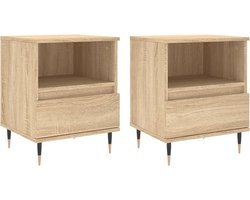 vidaXL Nachtkastjes - 2 stuks - Sonoma eikenkleurig Nachtkastjes - Kastjes - Salonmeubilair - Bedroom Furniture - Houten Meubels