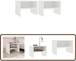 vidaXL Nachtkastjes - 2 stuks - Wit - Bewerkt hout Nachtkastje - Bijzettafel - Slaapkamer Meubilair - Houten Meubelen - Witte Meubelen