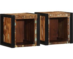 vidaXL - Nachtkastjes - 2st - 40x35x40cm - massief - gerecycled - hout - meerkleurig
