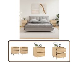 vidaXL Nachtkastjes - 40x35x50 cm - Sonoma eikenkleur - 2 st Nachtkastjes - Salontafel - Houten Kast - Bruine Kast - Bedroom Furniture