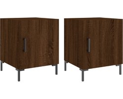 vidaXL Nachtkastjes - Bruin Eikenkleur - Set van 2 Nachtkastjes - Bijzettafels - Bruine Eiken - Houten Meubilair - Modern Design