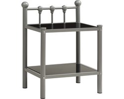 vidaXL Nachtkastjes - Glas en Metaal - Set van 2 Nachtkastjes - Nachtkast - Sidetable - Salontafel - Leeslamp Tafel