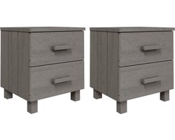 vidaXL Nachtkastjes HAMAR - Set van 2 lichtgrijs Nachtkastje - Slaapkamer Meubilair - Grenoble Hout - Grijze Meubels - Tv Tafel