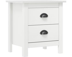 vidaXL Nachtkastjes Hill - Set van 2 - Wit Grenenhout Nachtkast - Nachtkaste - Houten Nachtkast - Greeplessen Nachtkast - Scandinavische Nachtkast