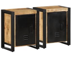 vidaXL Nachtkastjes - Massief Mangohout - Set van 2 Nachtkastje - Nachtkasten Set - Meubilair Slaapkamer - Kast Hout - Mango Wood Furniture