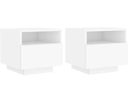 vidaXL - Nachtkastjes - met - LED-verlichting - 2 - st - 40x39x37 - cm - wit