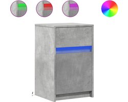 vidaXL Nachtkastjes met LED-verlichting 2 st bewerkt hout betongrijs