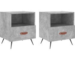 vidaXL Nachtkastjes - Set van 2 - Betongrijs - 40x35x47,5 cm Nachtkastje - Kastje - Slaapkamer Meubilair - Beton Grijs - Houten Kast