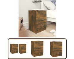 vidaXL Nachtkastjes set van 2 - Gerookt Eiken Nachtkaste - Nachtkastjes - Houten Nachttafel - Bruine Nachtkast - Opbergkasten