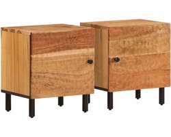 vidaXL Nachtkastjes - Set van 2 - Massief Acaciahout Nachtkastje - Acacia Houten Meubilair - Bruine Nachttafel - Salon Tafel - Kamer Accessoires