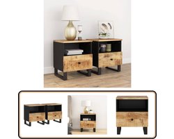 vidaXL Nachtkastjes - Set van 2 - Massief Mangohout Nachtkastjes - Industrieel Design - Mangohout - Bedroom Furniture - Bijzettafel