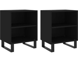 vidaXL Nachtkastjes Set van 2 - Zwart Bewerkt Hout Nachtkastjes - Kastjes - Houten Nachttafel - Zwarte Nachtkast - Slaapkamerinrichting