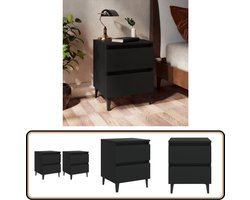vidaXL Nachtkastjes - Set van 2 - Zwart - Hout Nachtkastje - Slaapkamermeubilair - Nachtlampje - Bedkant - Bureau Lamp
