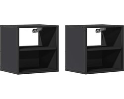 vidaXL - Nachtkastjes - wandgemonteerd - 2 - st - 40x31x39,5 - cm - zwart