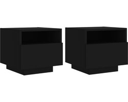 vidaXL - Nachtkastjess - met - LED-verlichting - 2 - st - 40x39x37 - cm - zwart