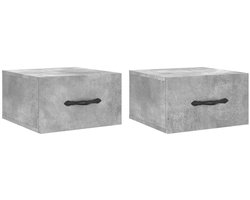 vidaXL Nachtlamp - Wandlamp - Nachtkastjes 2 st wandgemonteerd 35x35x20 cm betongrijs - Bergruimte - Badkamer Accessoires - Houten Meubels